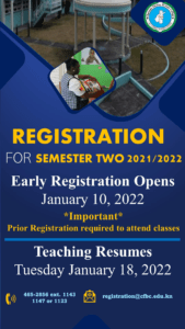 Early Registration Opens: Semester II 2021/2022 - January 10, 2022