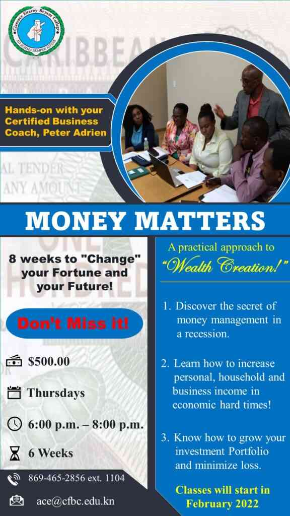 Flyer showing ACE Short Course "Money Matters"